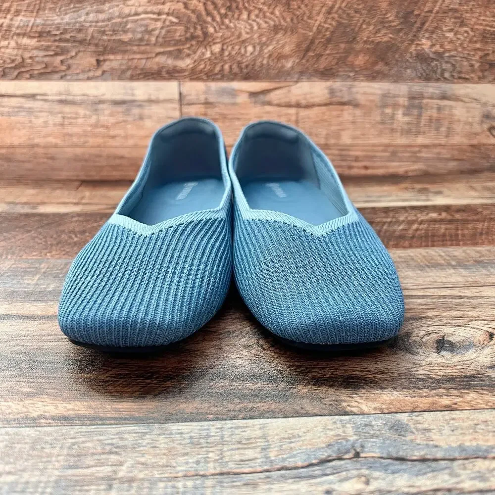 Vivaia Blue Margot 2.0 Square Toe Slip On V-Cut Flats Women's 42 US 10.5 Shoes